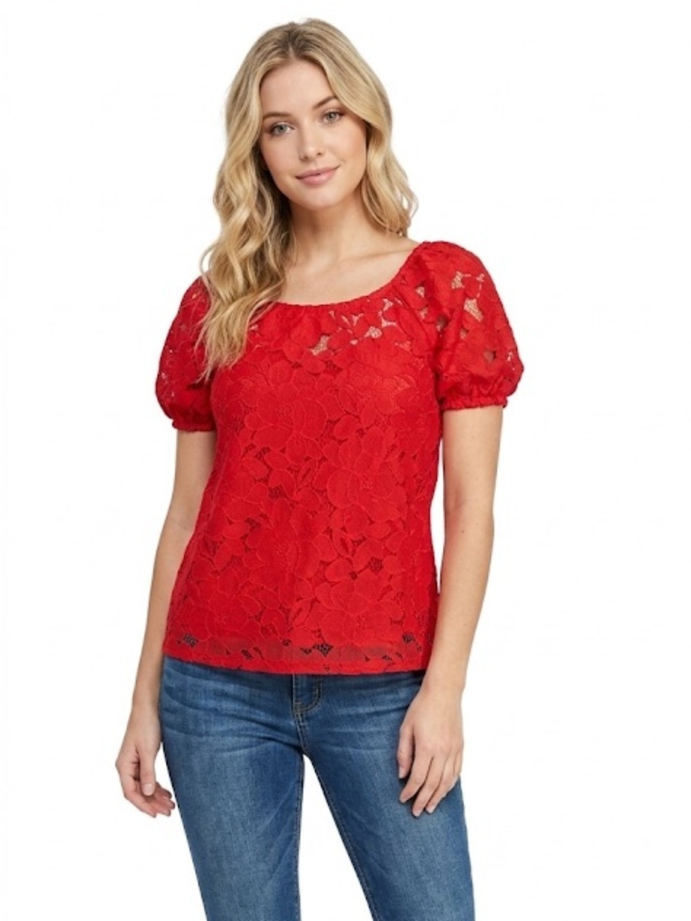 Monteau red lace top size XLarge